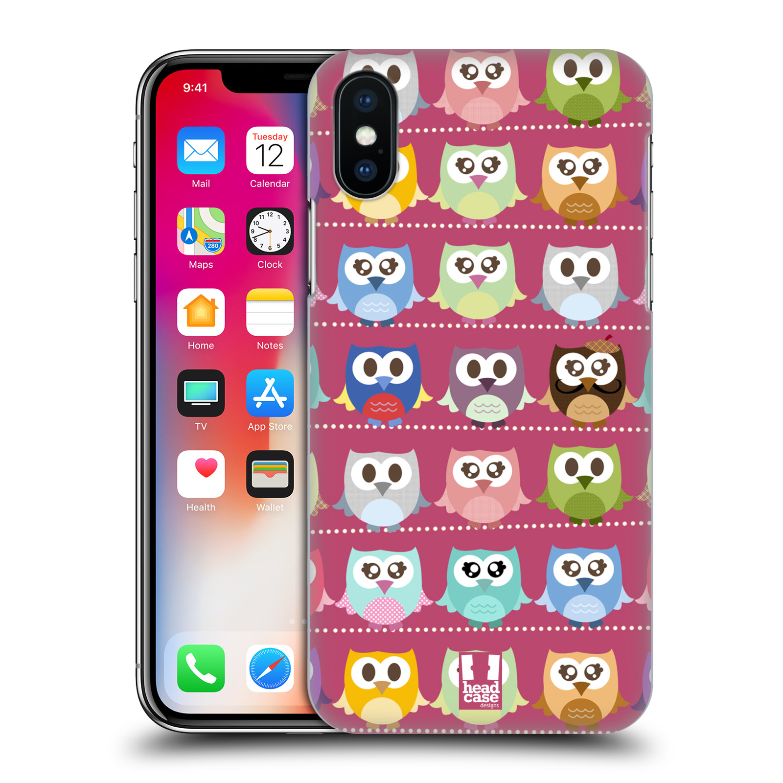 Zadní obal pro mobil Apple Iphone X / XS - HEAD CASE - Malé sovičky růžové pozadí