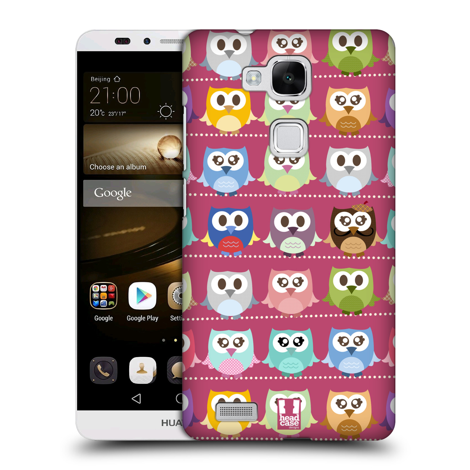 HEAD CASE plastový obal na mobil Huawei Mate 7 vzor Roztomilá sovička růžové sovičky