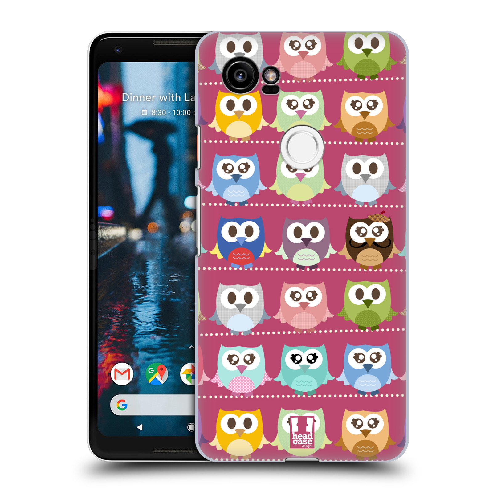 HEAD CASE plastový obal na mobil Google Pixel 2 XL vzor Roztomilá sovička růžové sovičky