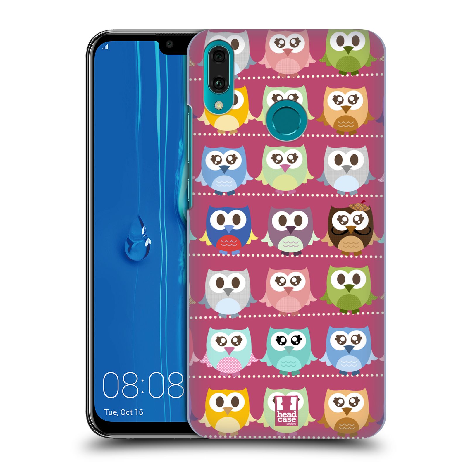 Pouzdro na mobil Huawei Y9 2019 - HEAD CASE - vzor Roztomilá sovička růžové sovičky