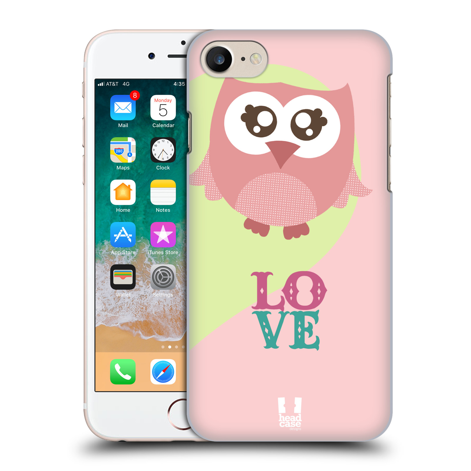HEAD CASE plastový obal na mobil Apple Iphone 7 vzor Roztomilá sovička růžová LOVE/LÁSKA