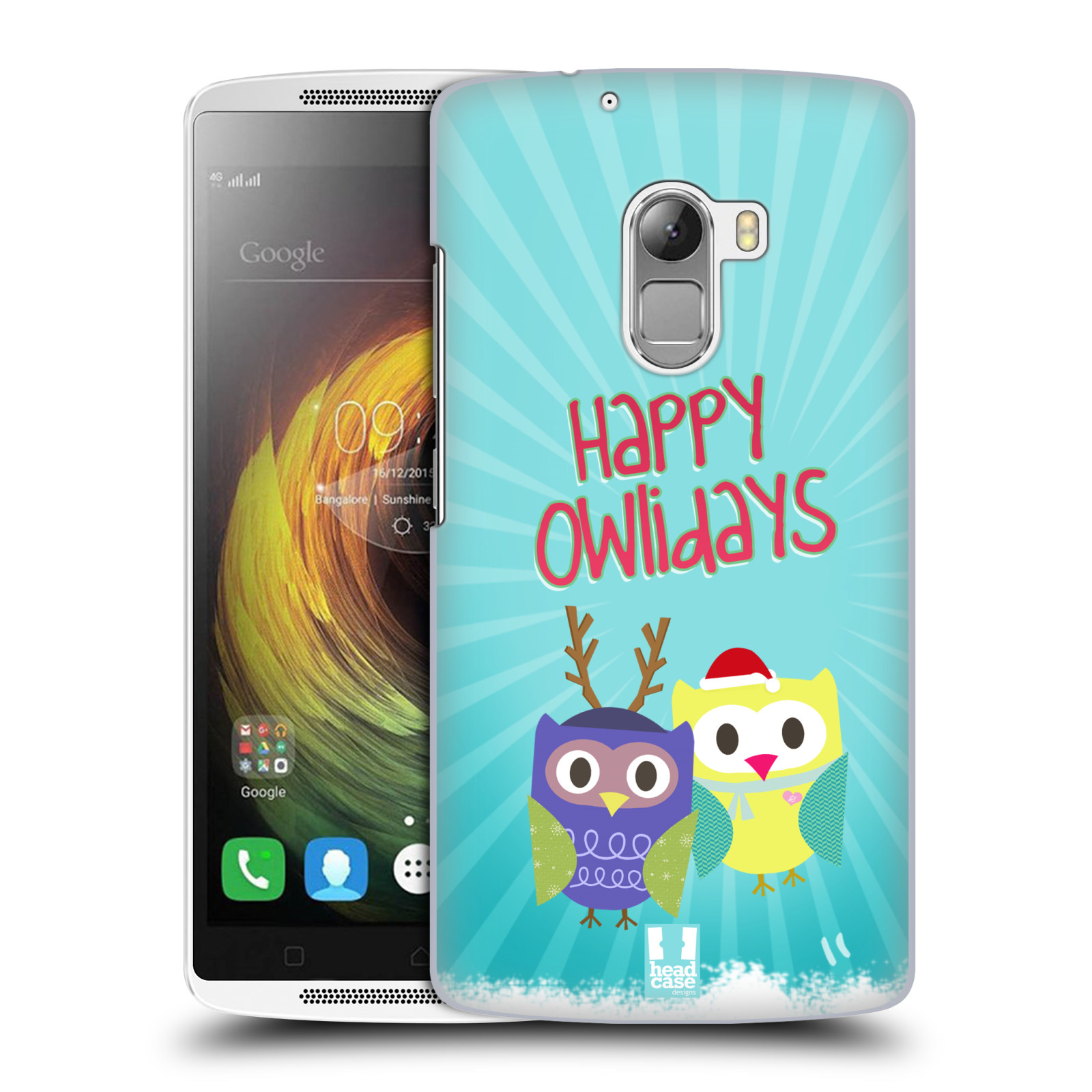 HEAD CASE pevný plastový obal na mobil LENOVO A7010 / A7010 DUAL / K4 Note / Vibe X3 lite vzor Zimní sovičky modré pozadí