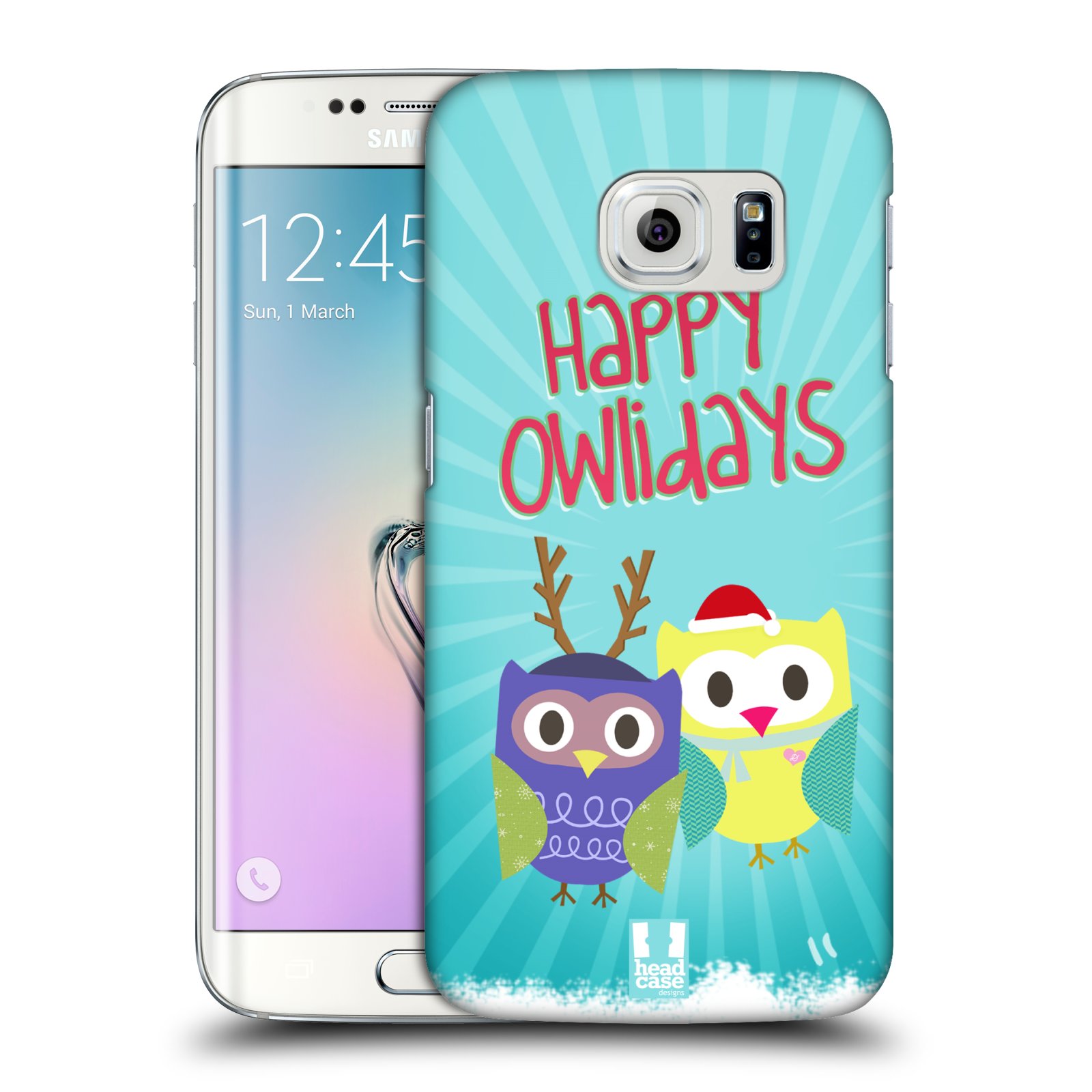 HEAD CASE plastový obal na mobil SAMSUNG Galaxy S6 EDGE (G9250, G925, G925F) vzor Zimní sovičky modré pozadí