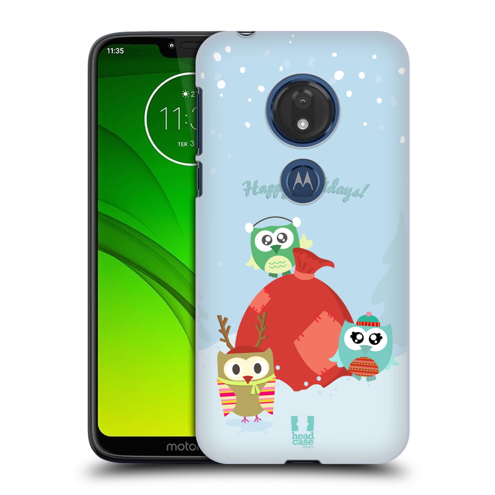 Pouzdro na mobil Motorola Moto G7 Play vzor Zimní sovičky snežné dárečky