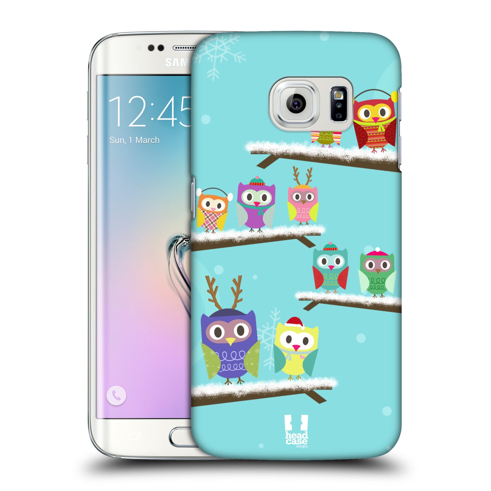HEAD CASE plastový obal na mobil SAMSUNG Galaxy S6 EDGE (G9250, G925, G925F) vzor Zimní sovičky modrá