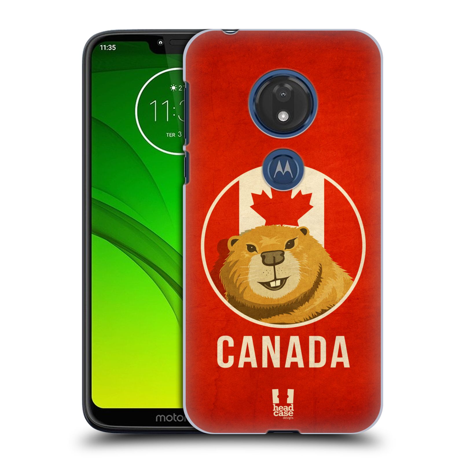 Pouzdro na mobil Motorola Moto G7 Play vzor Patriotismus zvíře symbol CANADA BOBR