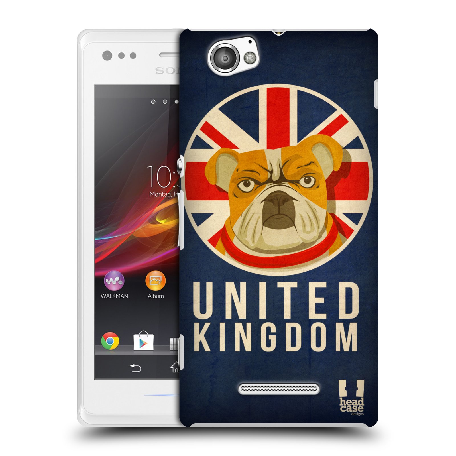 HEAD CASE plastový obal na mobil Sony Xperia M vzor Patriotismus zvíře symbol Buldok UK