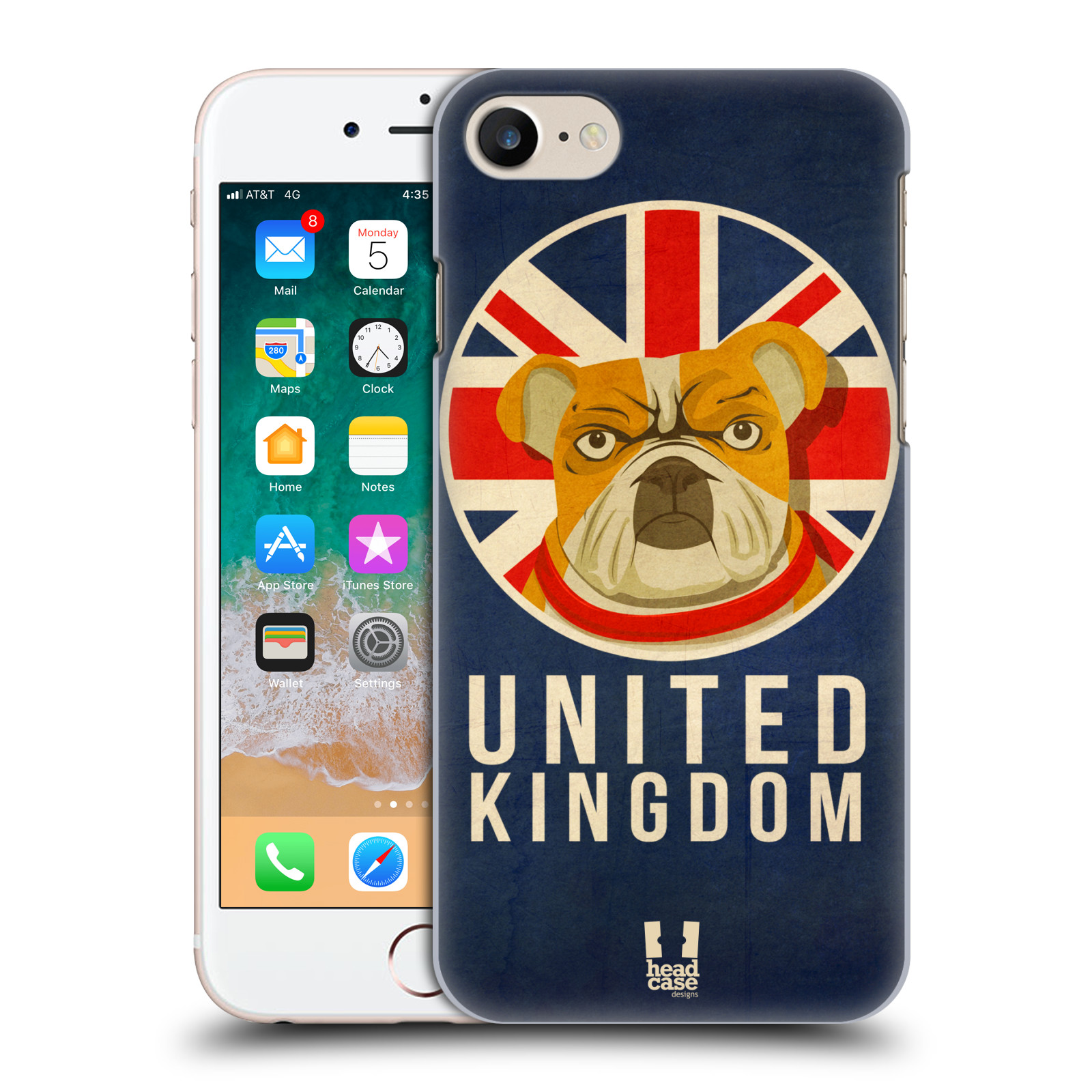 HEAD CASE plastový obal na mobil Apple Iphone 7 vzor Patriotismus zvíře symbol Buldok UK