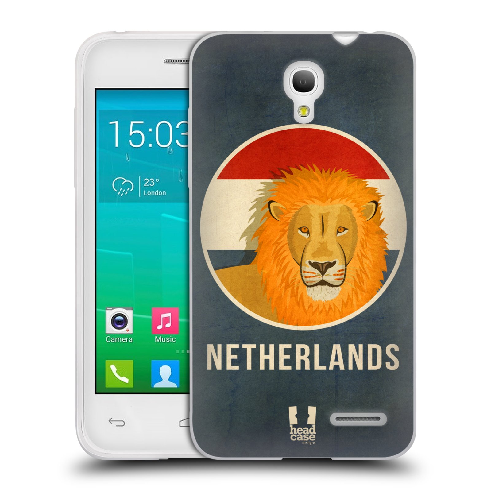 HEAD CASE silikonový obal na mobil Alcatel POP S3 OT-5050Y vzor Patriotismus zvíře symbol HOLANDSKO LEV