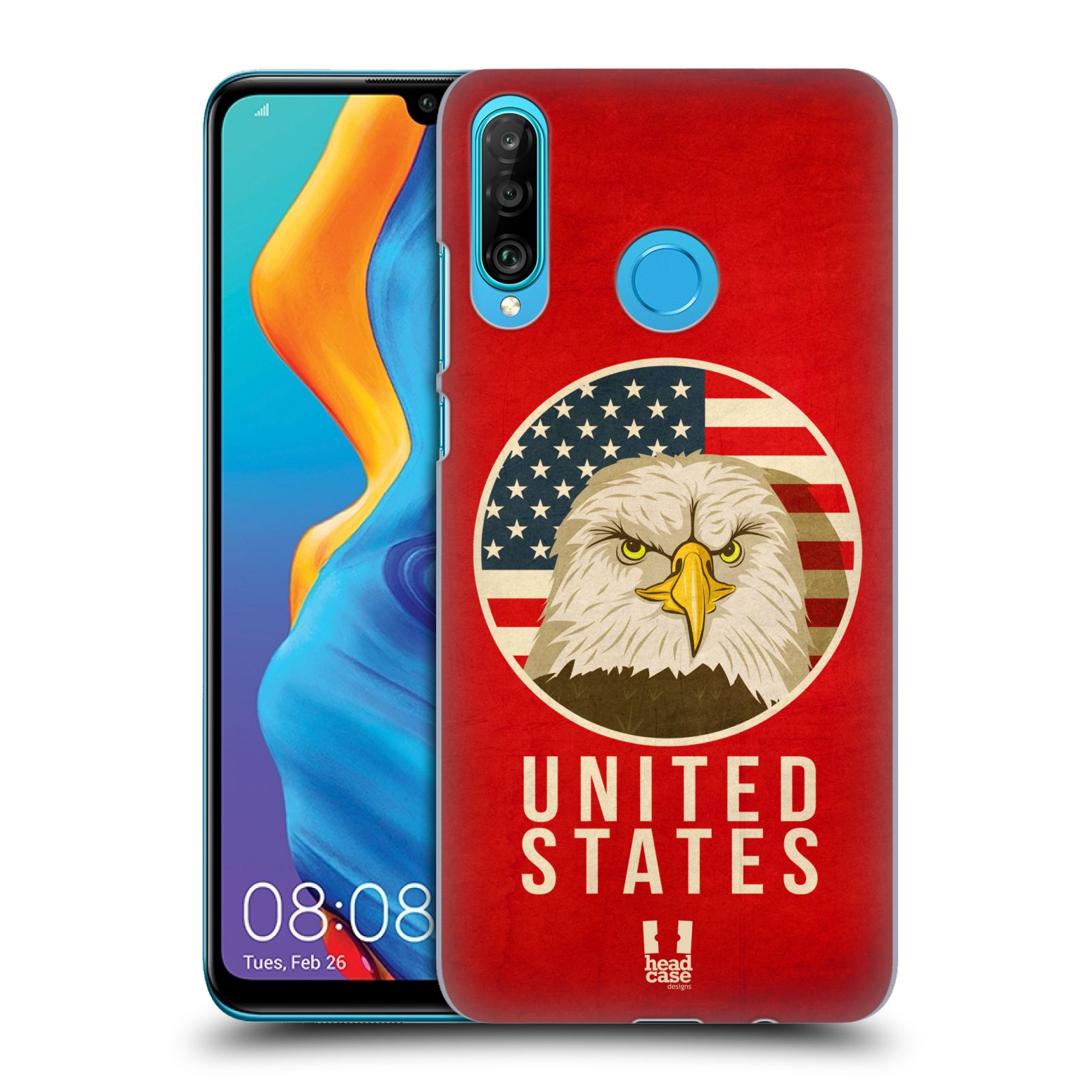 Pouzdro na mobil Huawei P30 LITE - HEAD CASE - vzor Patriotismus zvíře symbol USA OREL