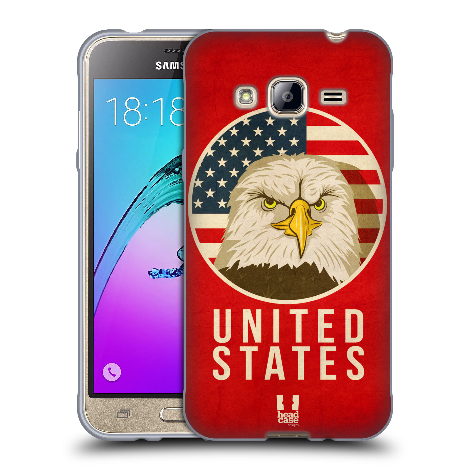 HEAD CASE silikonový obal na mobil Samsung Galaxy J3, J3 2016 vzor Patriotismus zvíře symbol USA OREL