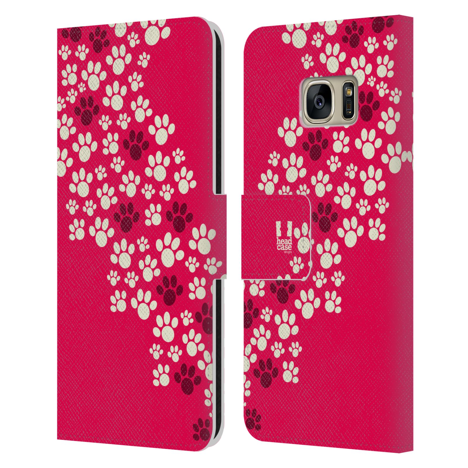 HEAD CASE Flipové pouzdro pro mobil Samsung Galaxy S7 (G9300) Pejsek ťapky růžová barva