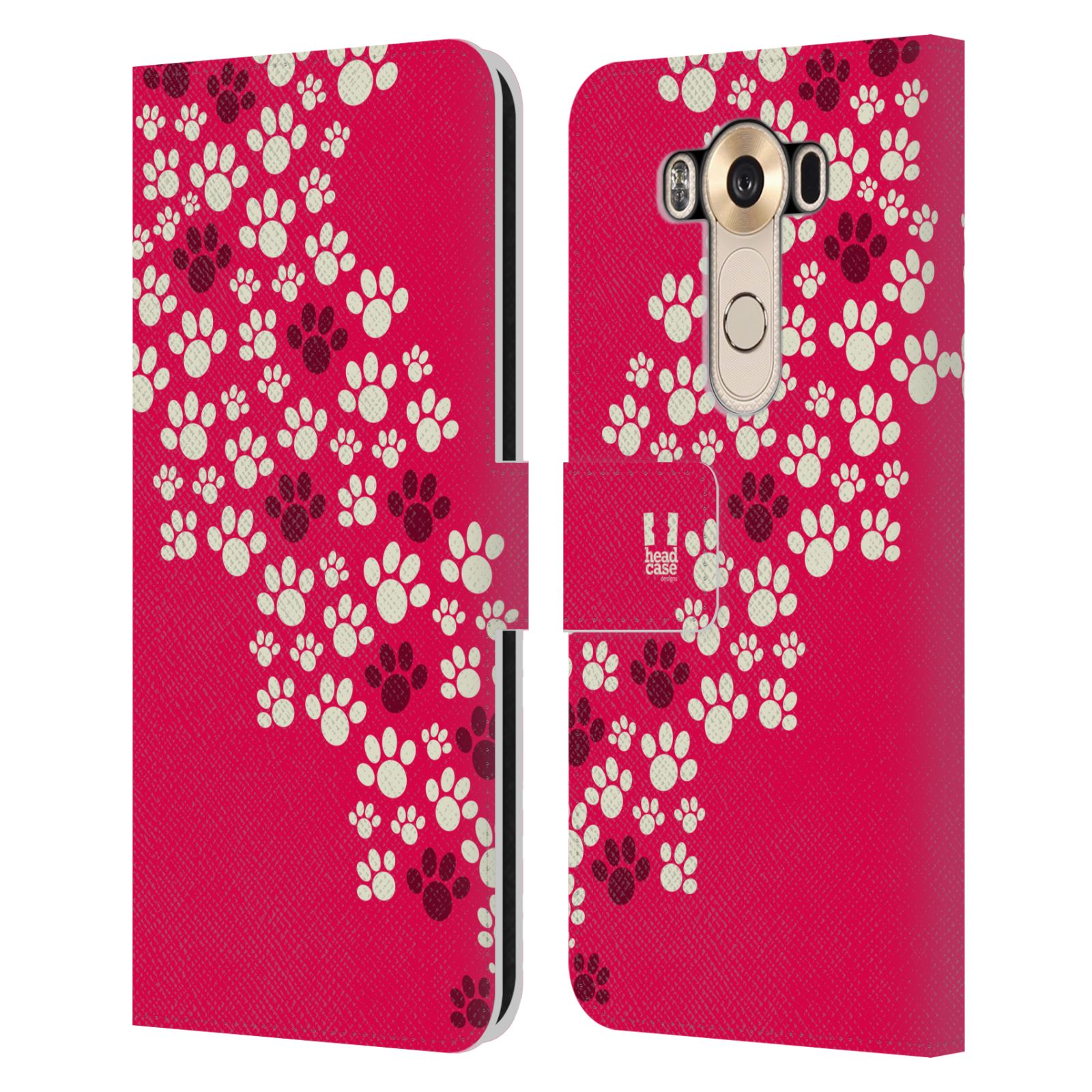 HEAD CASE Flipové pouzdro pro mobil LG V10 Pejsek ťapky růžová barva