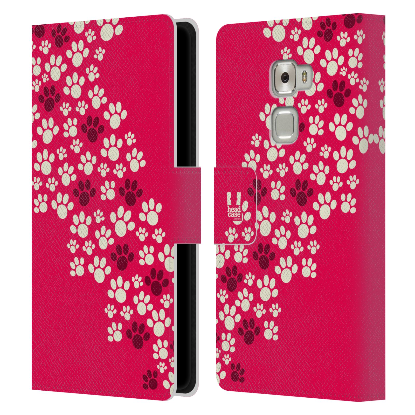 HEAD CASE Flipové pouzdro pro mobil Huawei MATE S Pejsek ťapky růžová barva