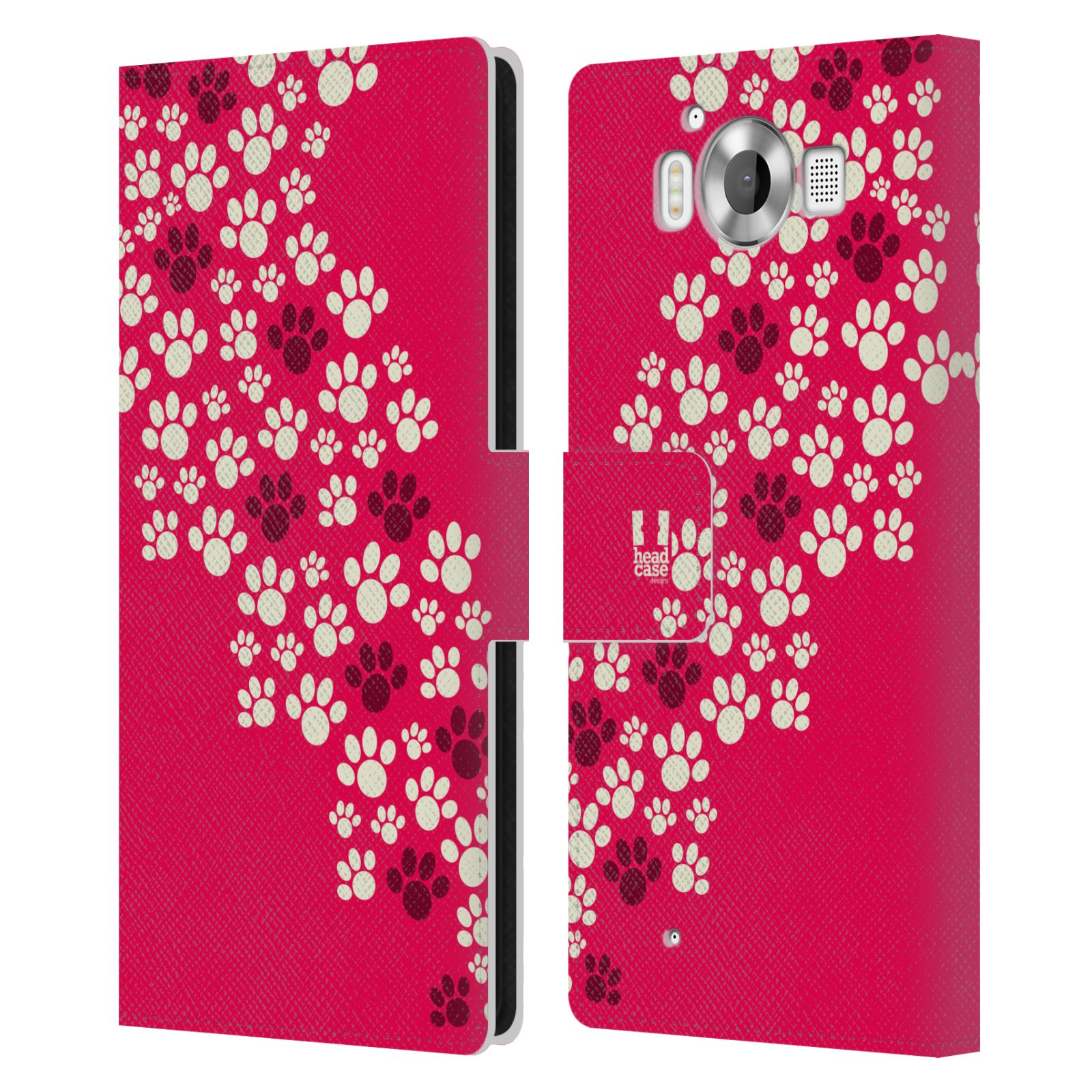 HEAD CASE Flipové pouzdro pro mobil Microsoft Lumia 950 / LUMIA 950 DUAL SIM Pejsek ťapky růžová barva