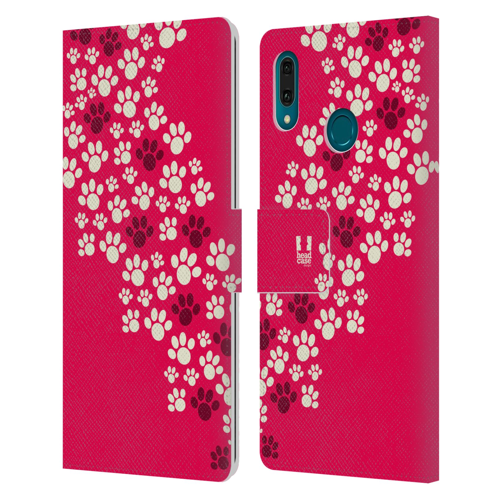 Pouzdro na mobil Huawei Y9 2019 Pejsek ťapky růžová barva