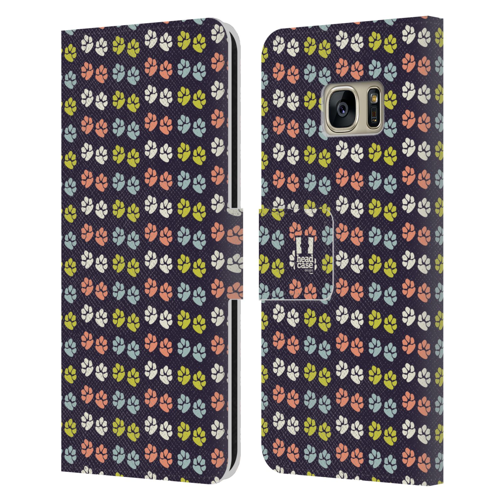 HEAD CASE Flipové pouzdro pro mobil Samsung Galaxy S7 (G9300) Pejsek ťapky barevné RETRO