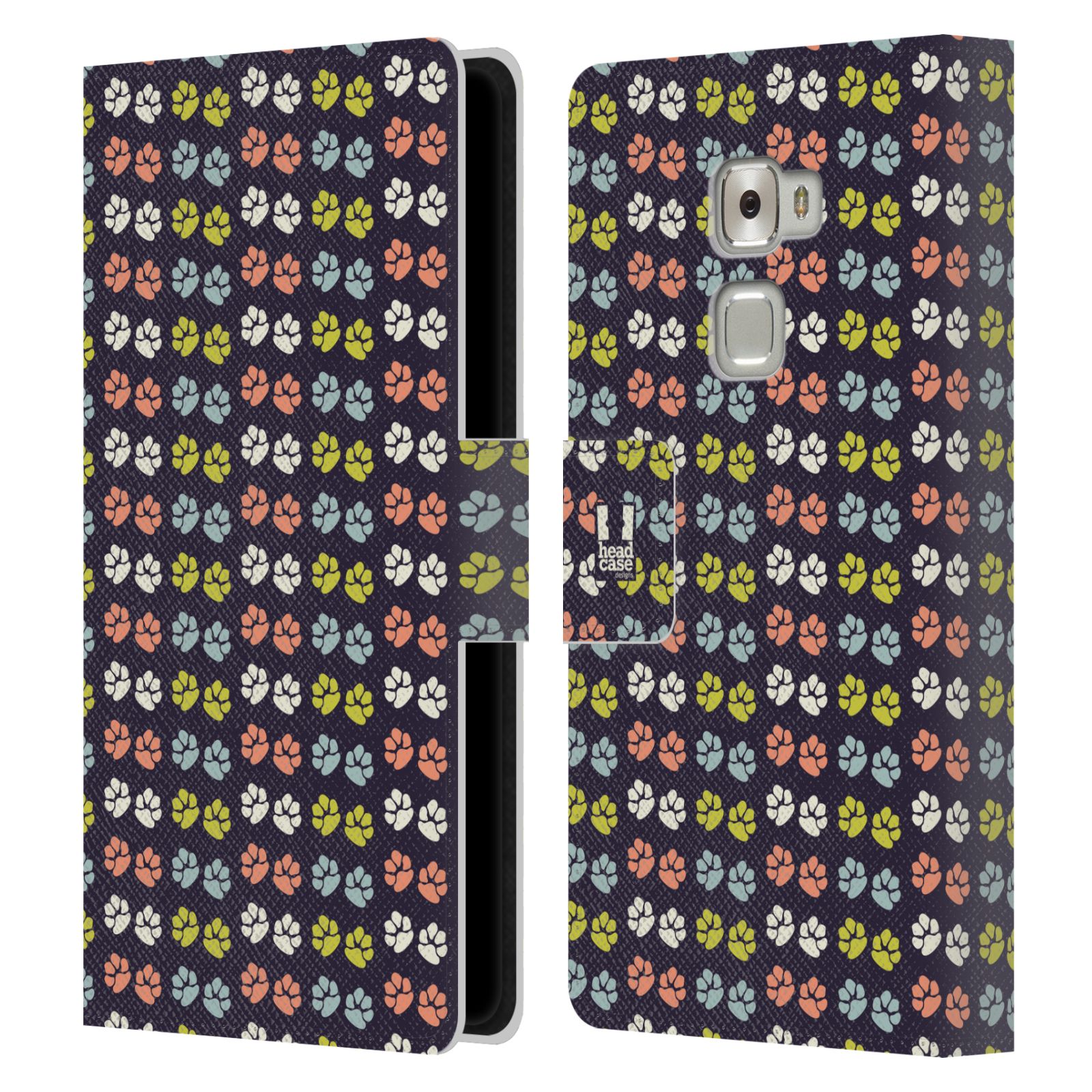 HEAD CASE Flipové pouzdro pro mobil Huawei MATE S Pejsek ťapky barevné RETRO