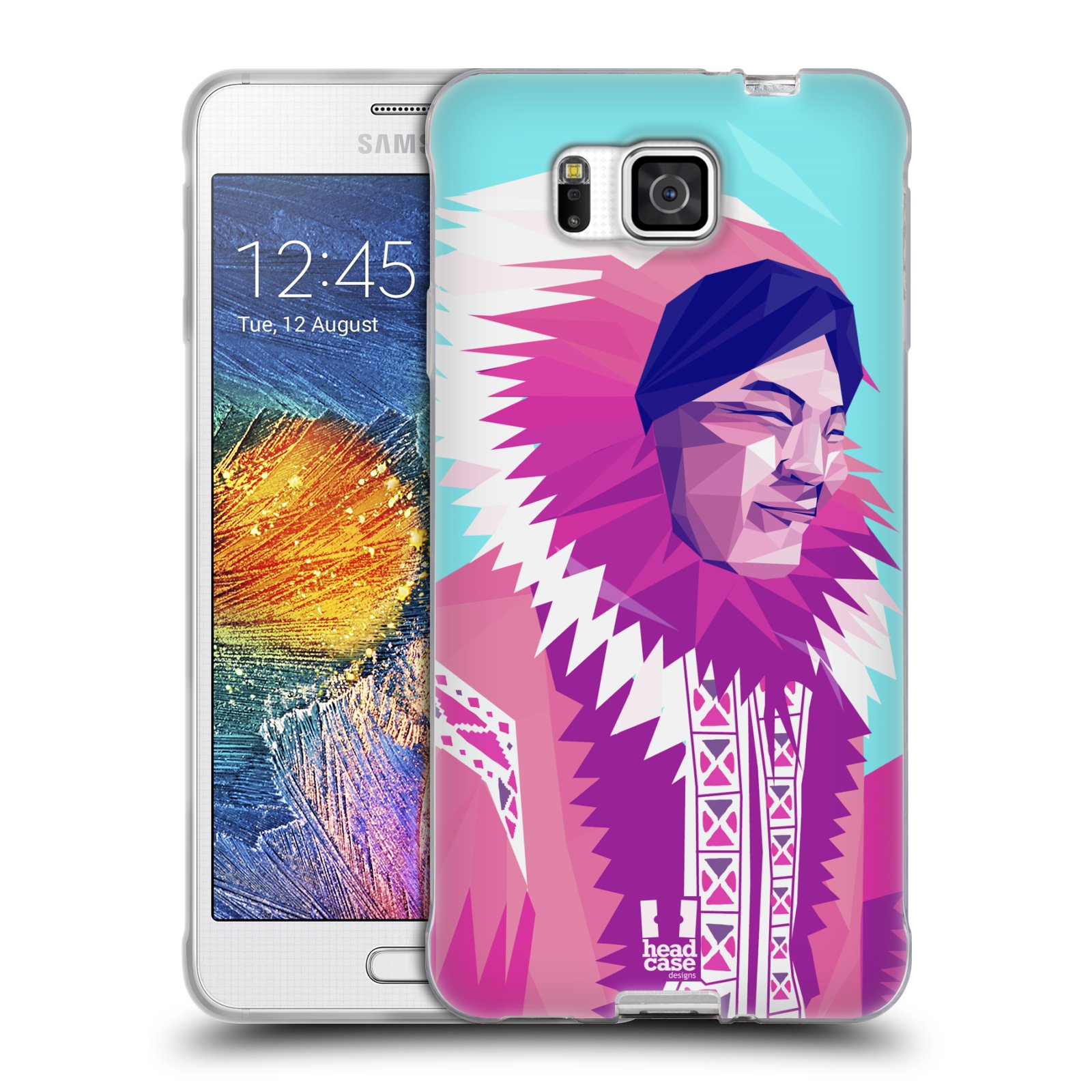 HEAD CASE silikonový obal na mobil Samsung Galaxy ALPHA vzor Lidé světa ESKYMÁK