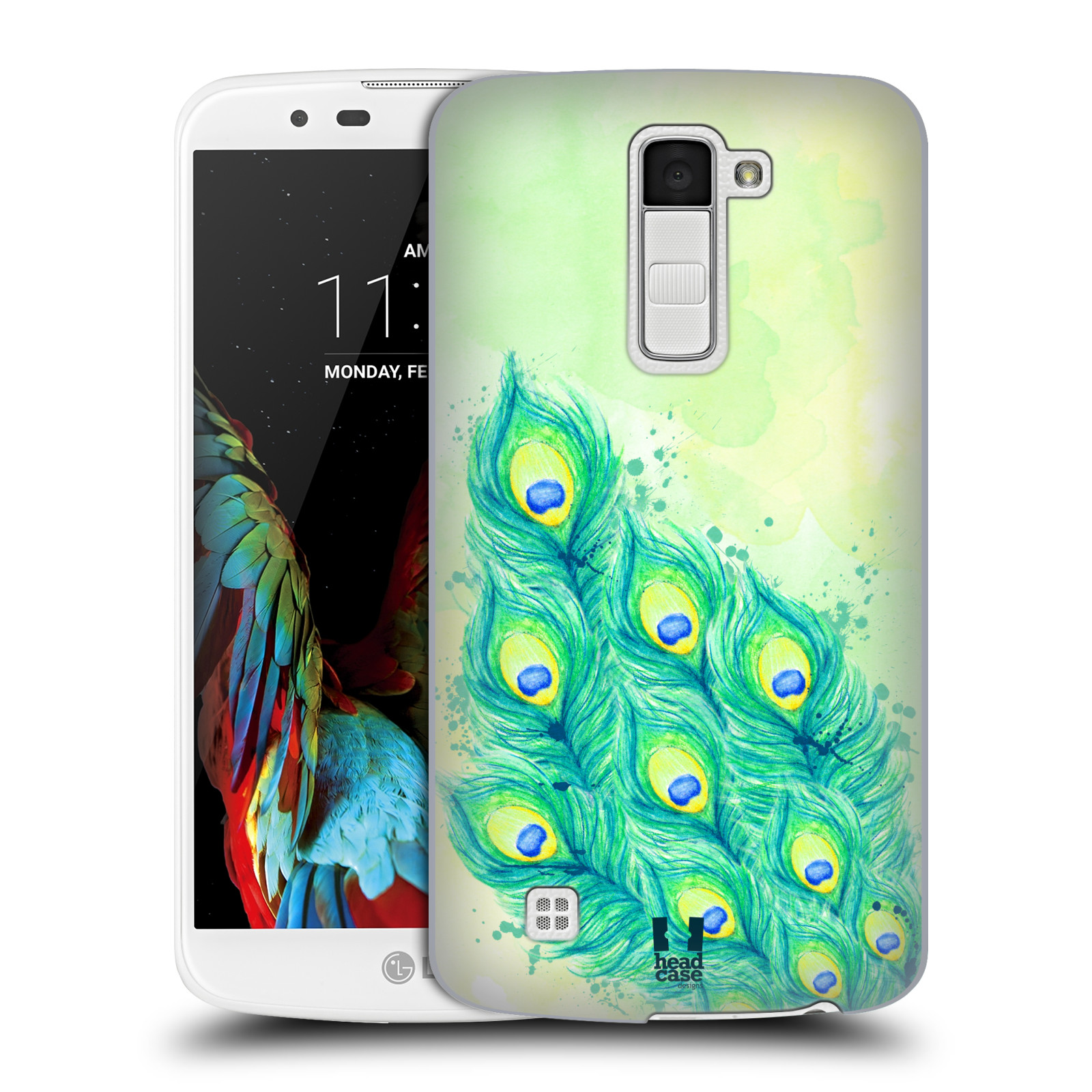 HEAD CASE plastový obal na mobil LG K10 vzor Paví pírka barevná MODRÁ A ZELENÁ