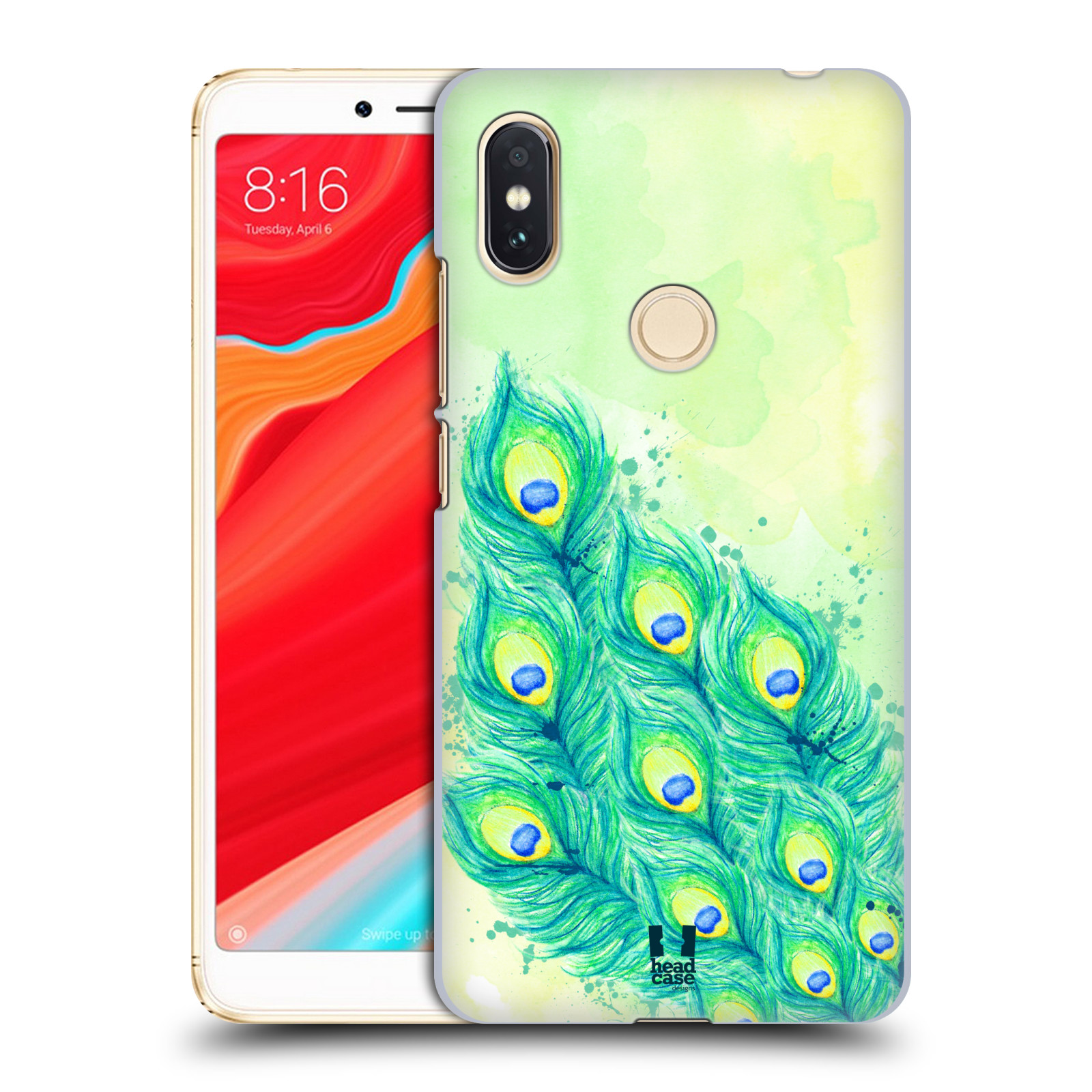 HEAD CASE plastový obal na mobil Xiaomi Redmi S2 vzor Paví pírka barevná MODRÁ A ZELENÁ