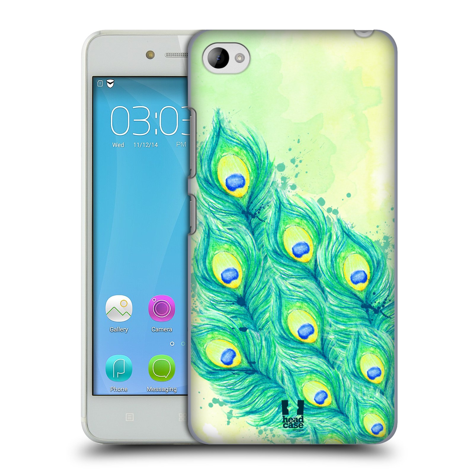 HEAD CASE pevný plastový obal na mobil LENOVO S90 vzor Paví pírka barevná MODRÁ A ZELENÁ