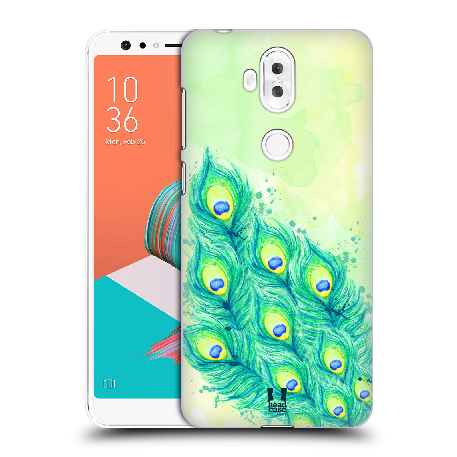 HEAD CASE plastový obal na mobil Asus Zenfone 5 LITE ZC600KL vzor Paví pírka barevná MODRÁ A ZELENÁ
