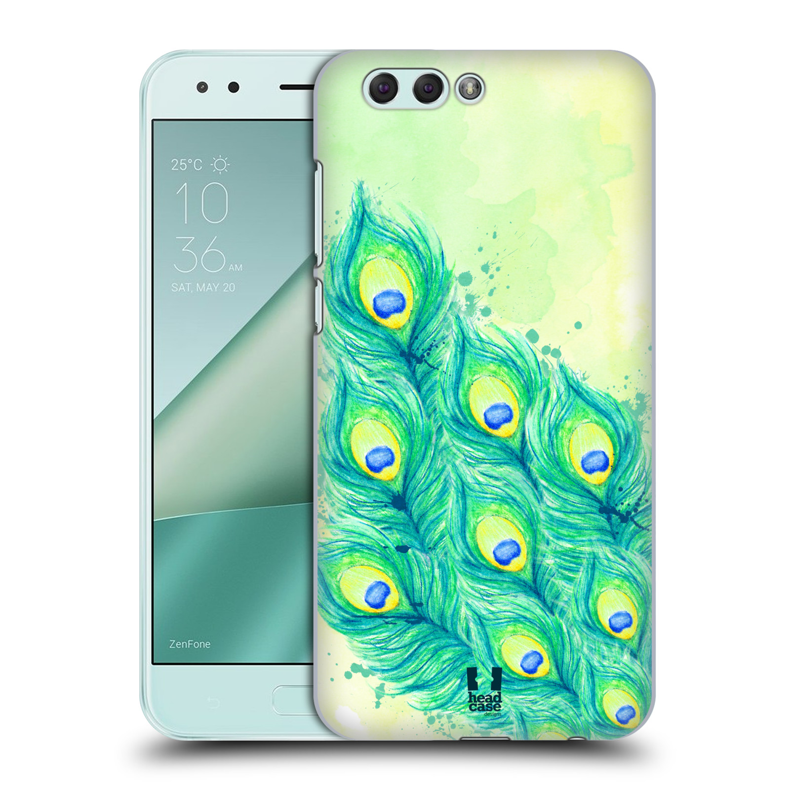 HEAD CASE plastový obal na mobil Asus Zenfone 4 ZE554KL vzor Paví pírka barevná MODRÁ A ZELENÁ