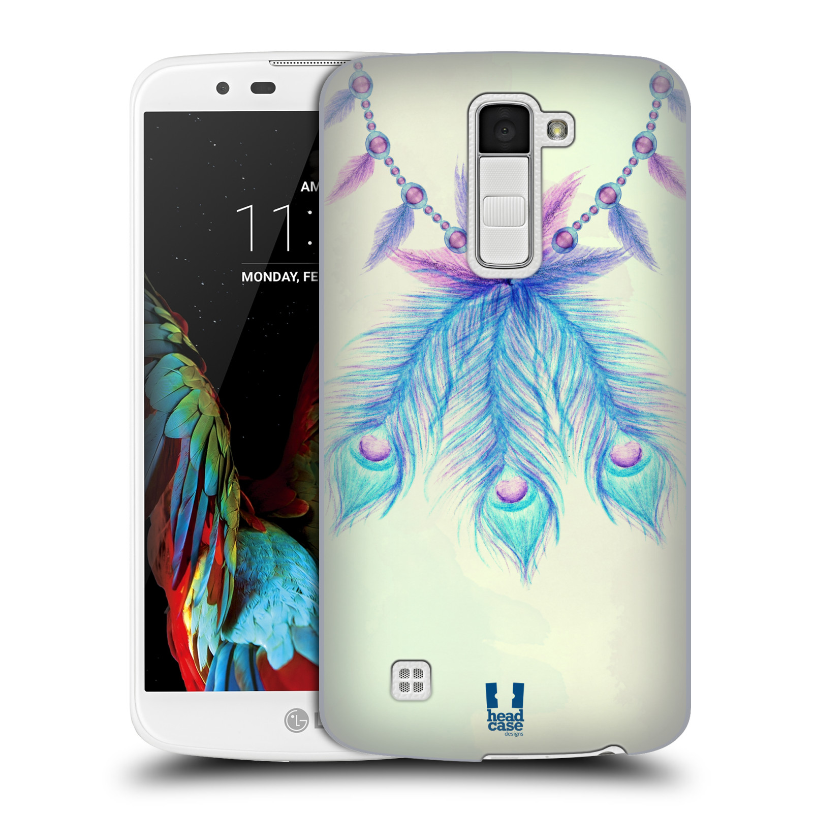 HEAD CASE plastový obal na mobil LG K10 vzor Paví pírka barevná MODRÁ ŠTĚSTÍ
