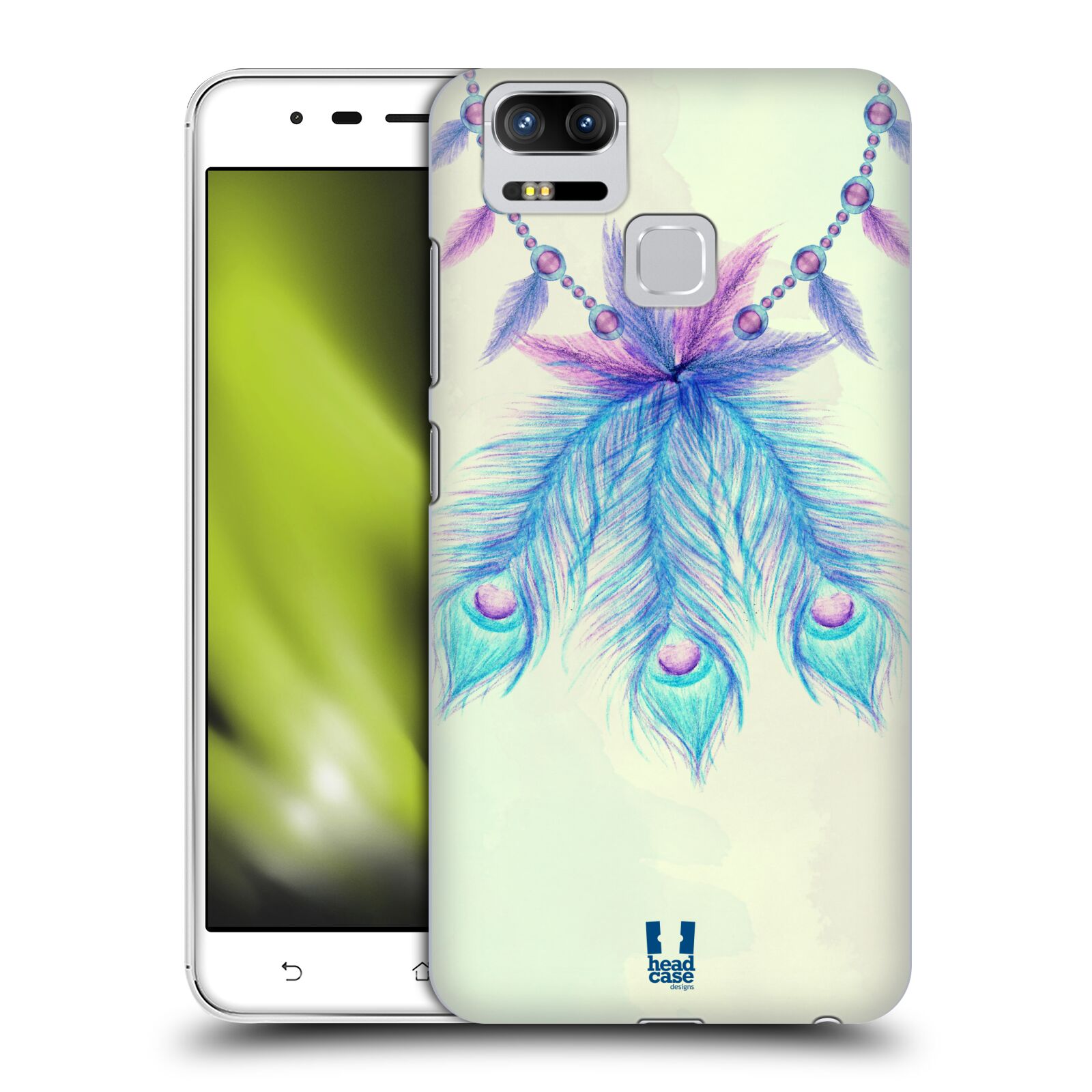 HEAD CASE plastový obal na mobil Asus Zenfone 3 Zoom ZE553KL vzor Paví pírka barevná MODRÁ ŠTĚSTÍ