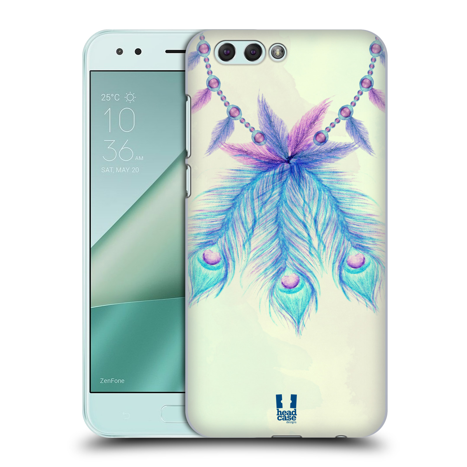 HEAD CASE plastový obal na mobil Asus Zenfone 4 ZE554KL vzor Paví pírka barevná MODRÁ ŠTĚSTÍ