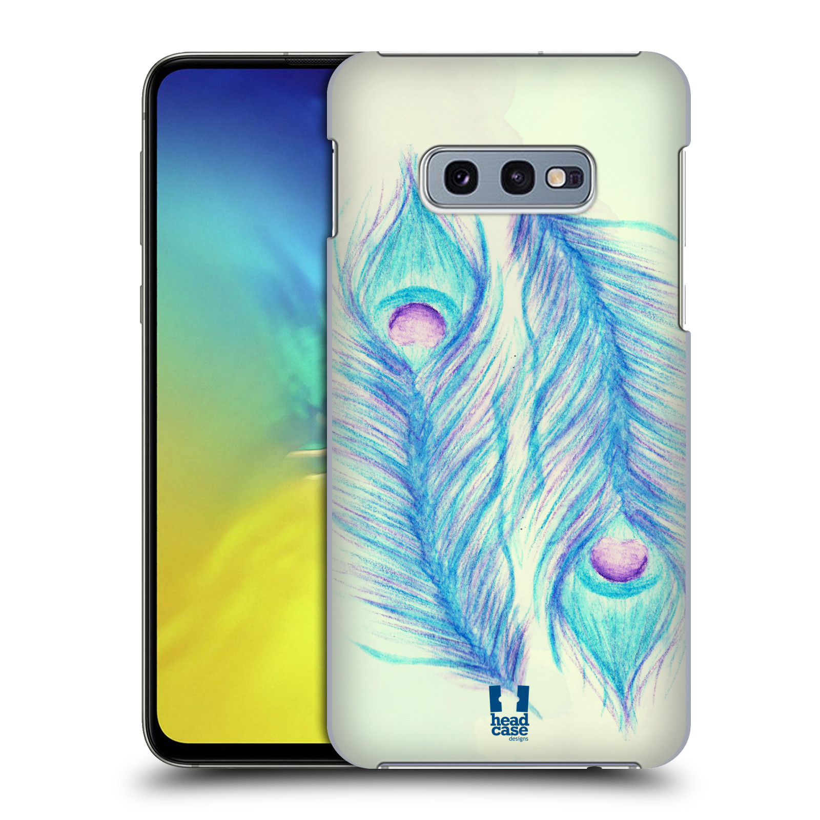 Pouzdro na mobil Samsung Galaxy S10e - HEAD CASE - vzor Paví pírka barevná MODRÁ PÁR
