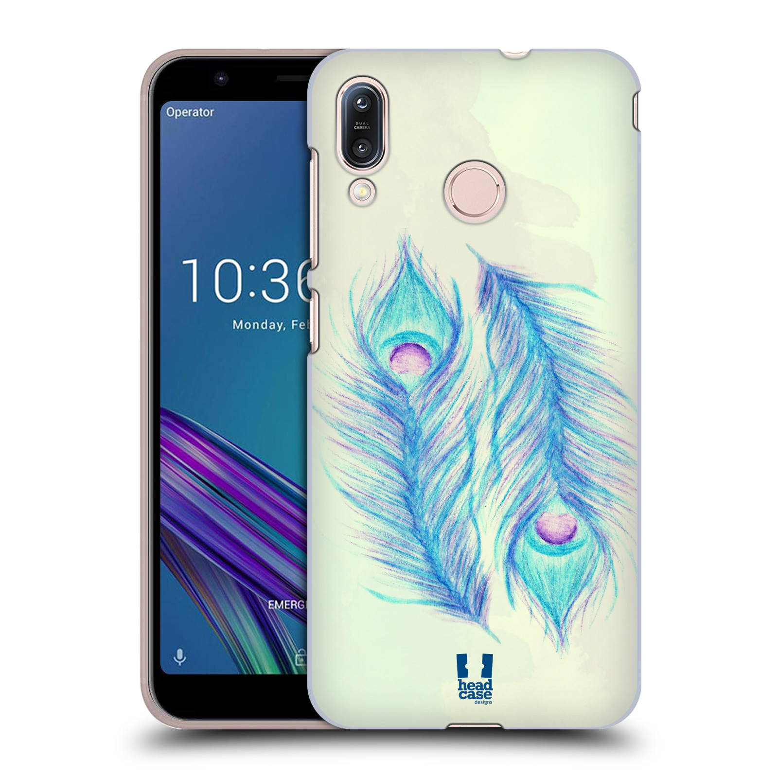 Pouzdro na mobil Asus Zenfone Max M1 (ZB555KL) - HEAD CASE - vzor Paví pírka barevná MODRÁ PÁR