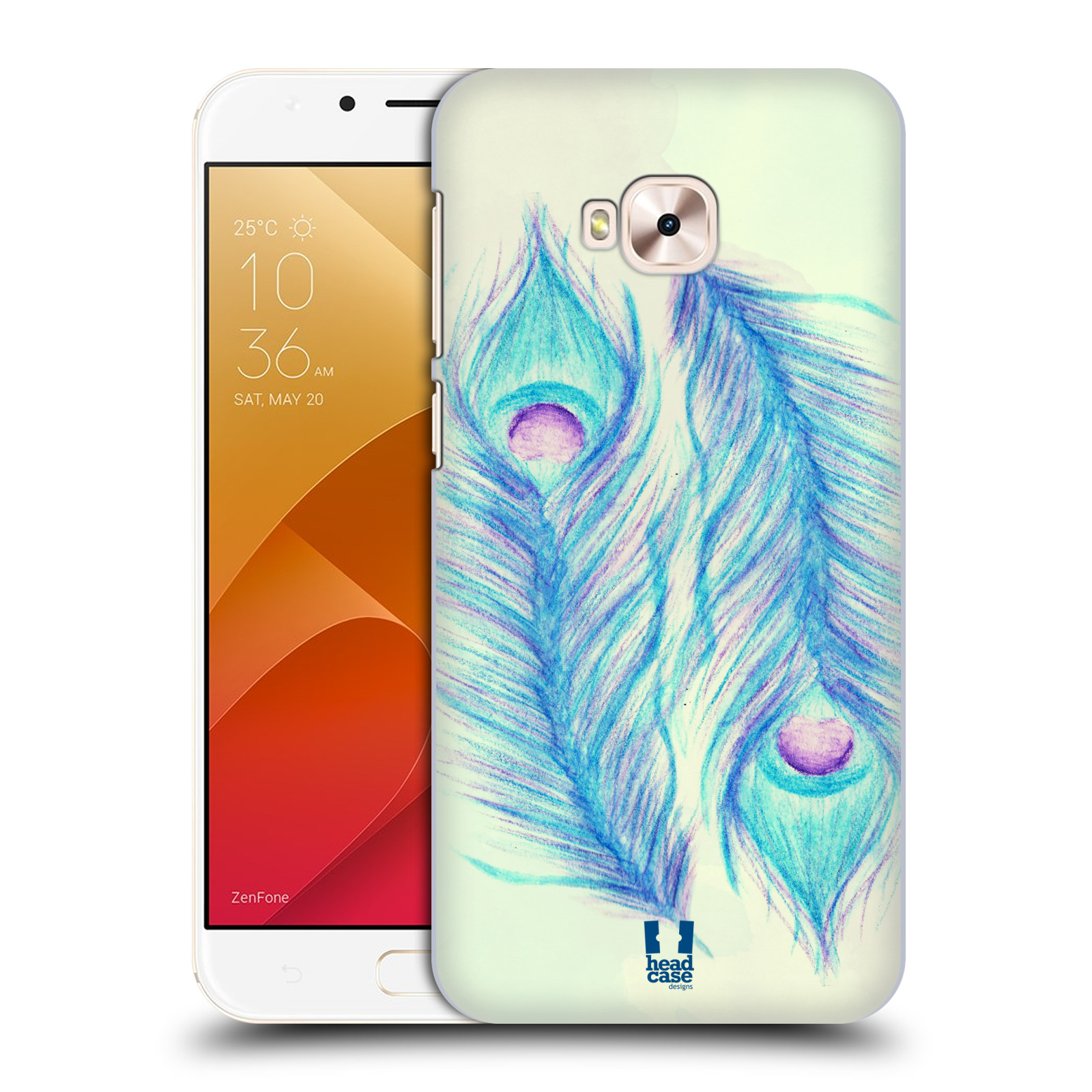 HEAD CASE plastový obal na mobil Asus Zenfone 4 Selfie Pro ZD552KL vzor Paví pírka barevná MODRÁ PÁR