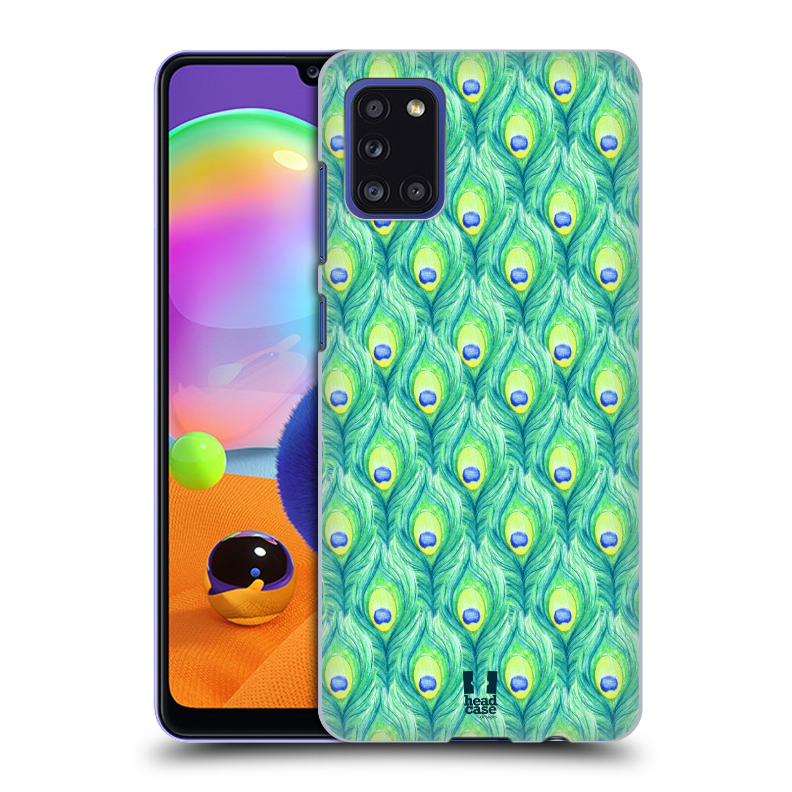 Zadní kryt na mobil Samsung Galaxy A31 vzor Paví pírka barevná ZELENÁ