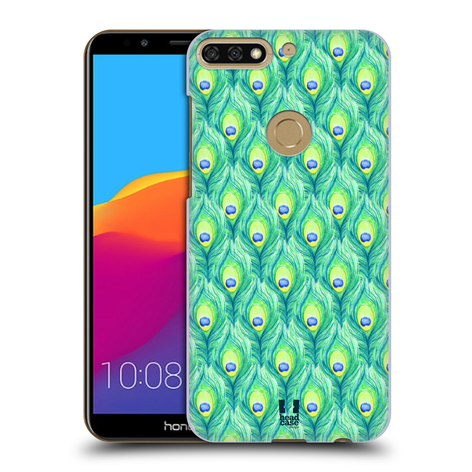 HEAD CASE plastový obal na mobil Honor 7c vzor Paví pírka barevná ZELENÁ