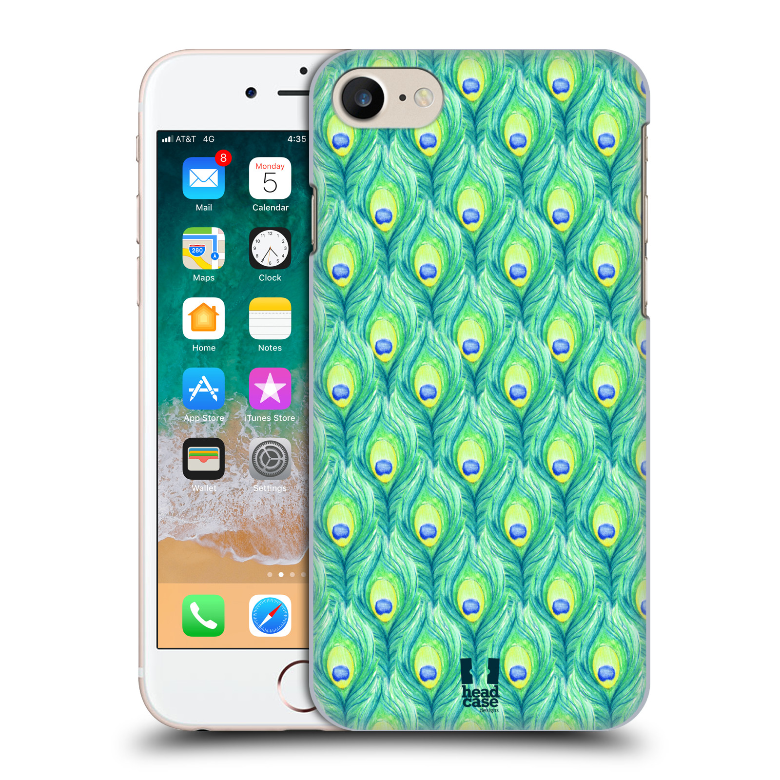 HEAD CASE plastový obal na mobil Apple Iphone 7 vzor Paví pírka barevná ZELENÁ