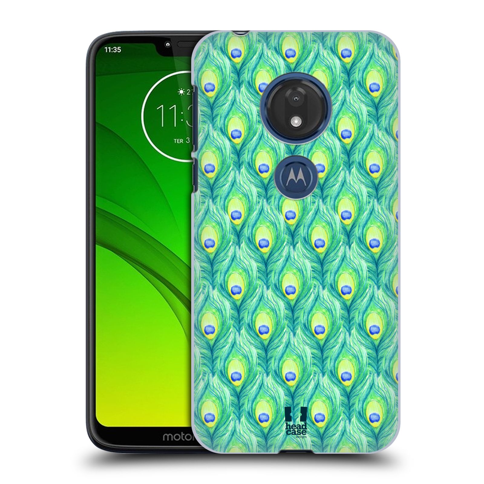 Pouzdro na mobil Motorola Moto G7 Play vzor Paví pírka barevná ZELENÁ