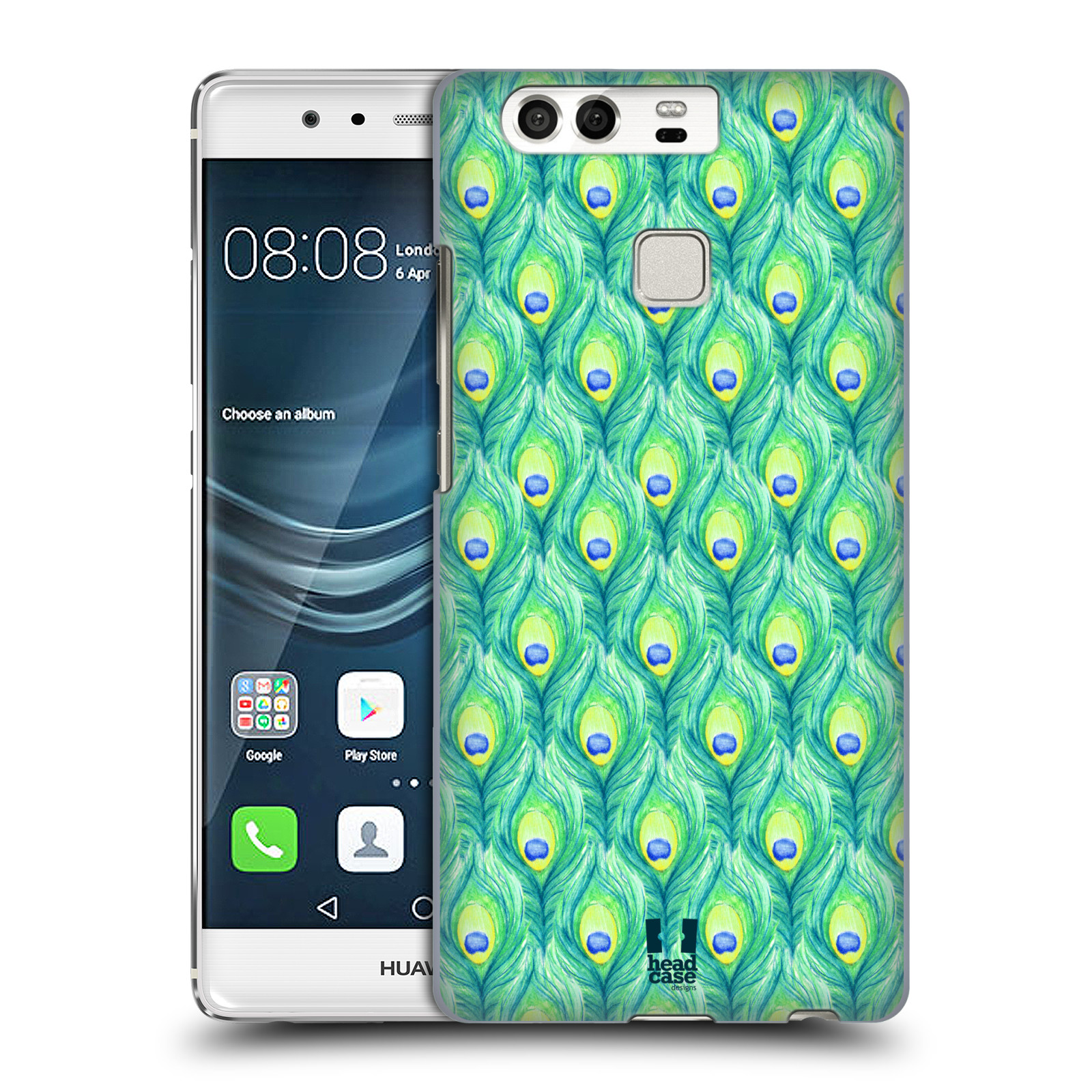 HEAD CASE plastový obal na mobil Huawei P9 / P9 DUAL SIM vzor Paví pírka barevná ZELENÁ