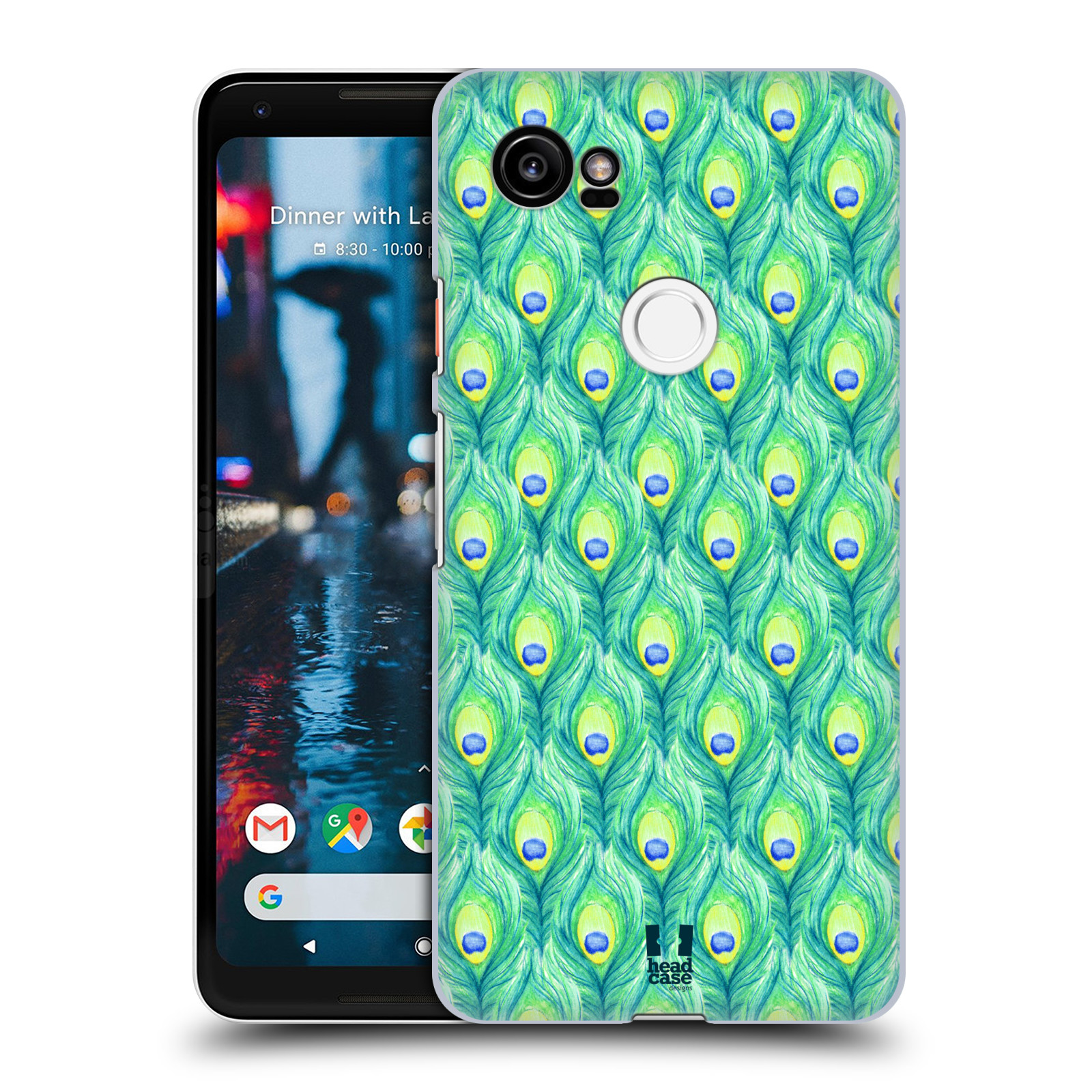 HEAD CASE plastový obal na mobil Google Pixel 2 XL vzor Paví pírka barevná ZELENÁ