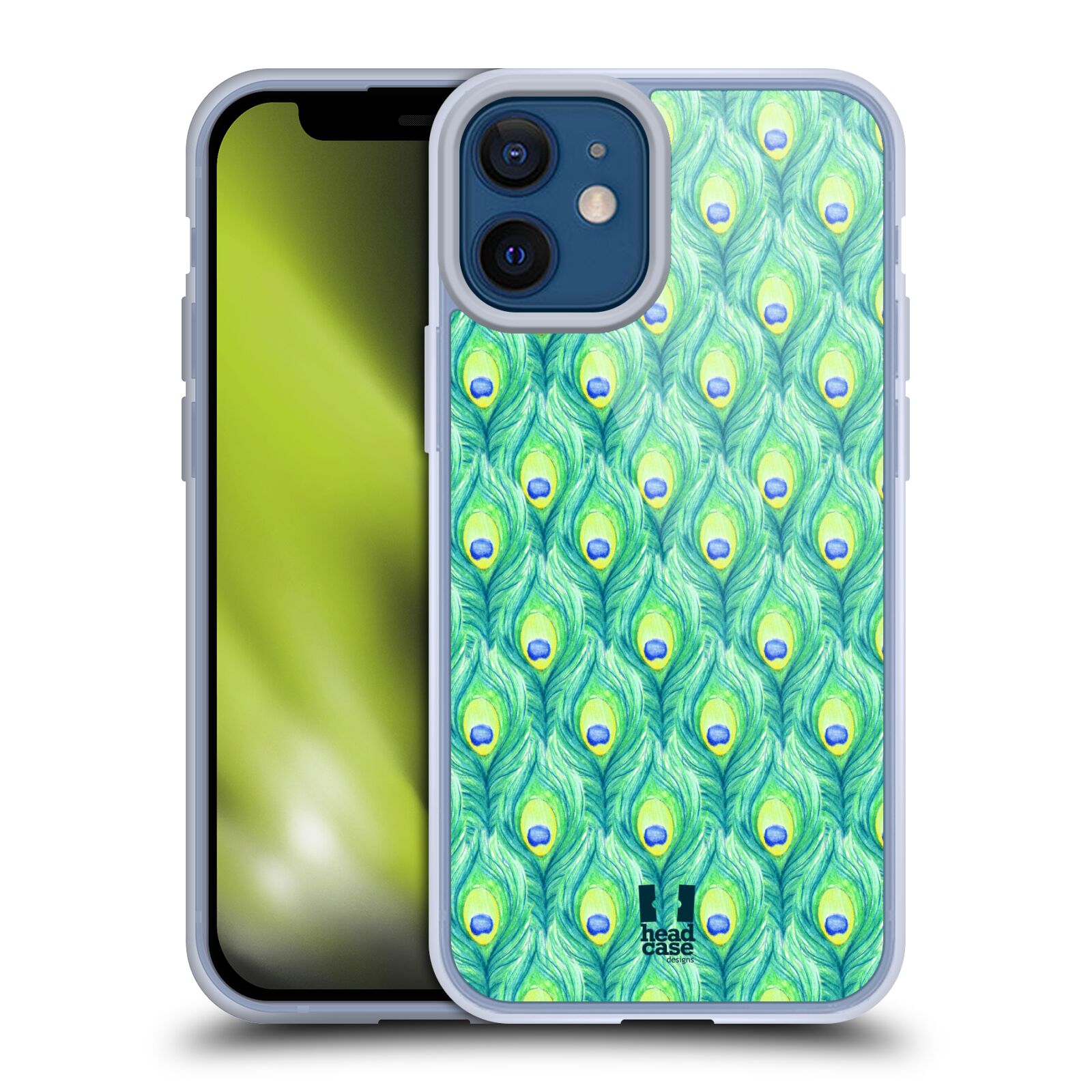 Plastový obal na mobil Apple Iphone 12 MINI vzor Paví pírka barevná ZELENÁ