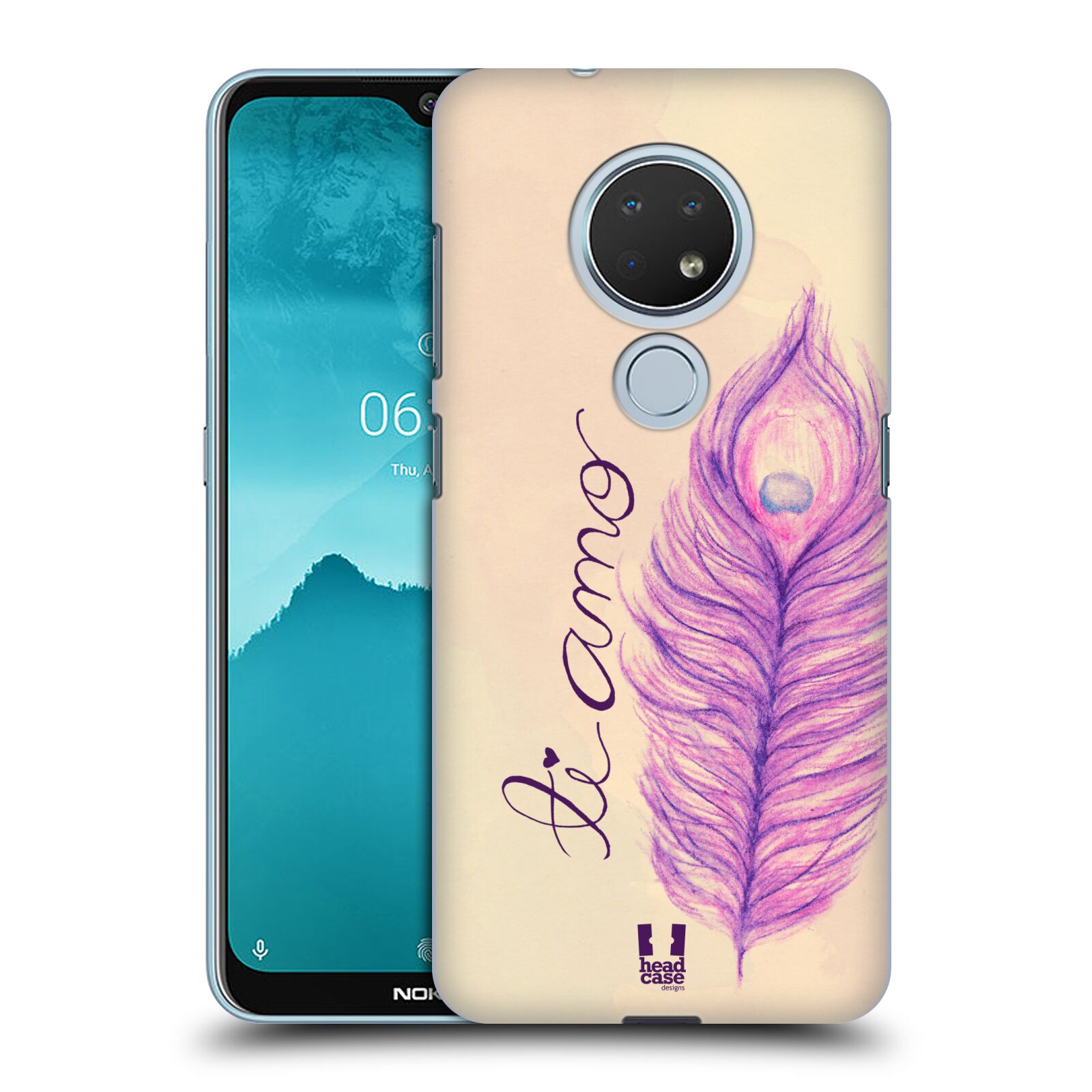Pouzdro na mobil Nokia 6.2 - HEAD CASE - vzor Paví pírka barevná FIALOVÁ TI AMO