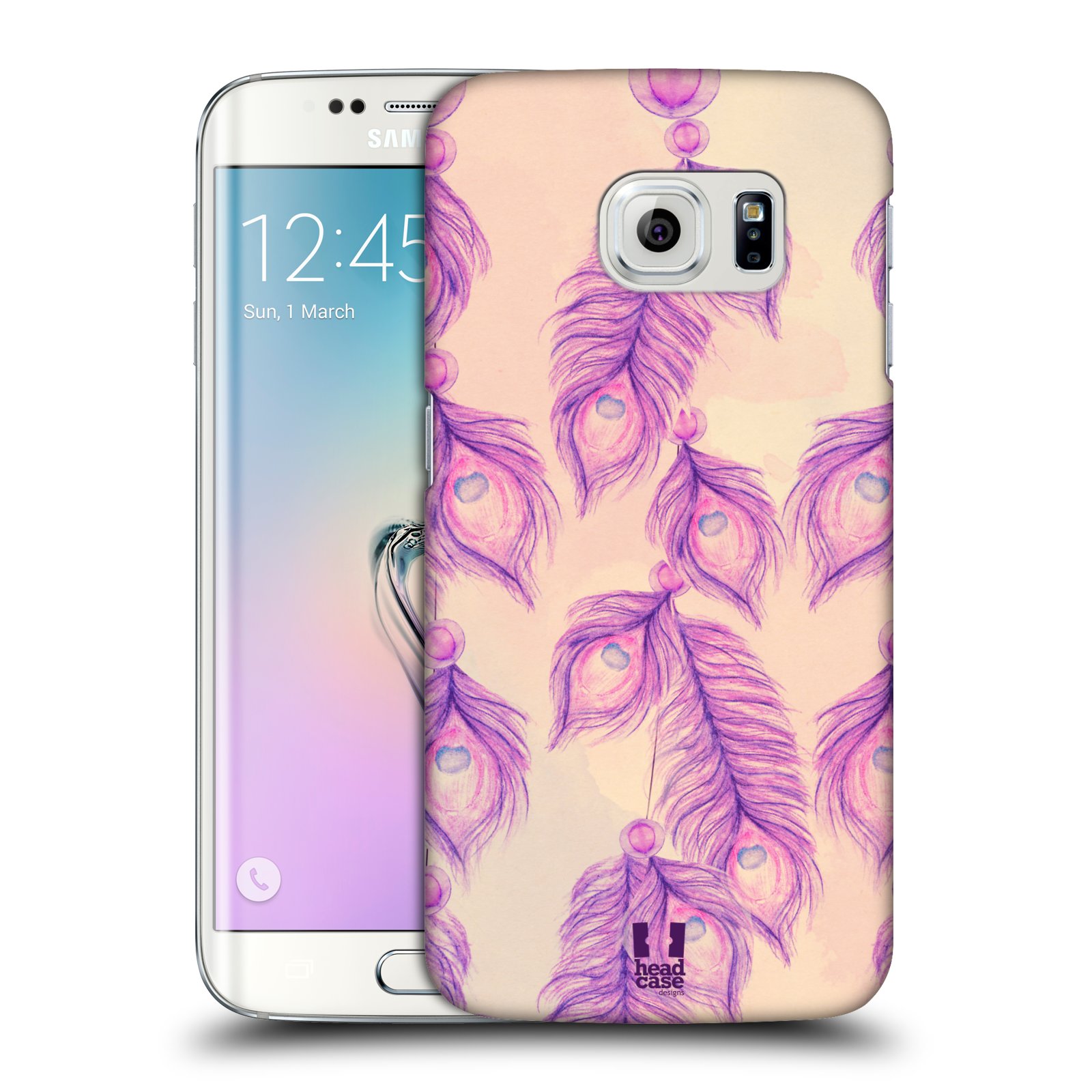 HEAD CASE plastový obal na mobil SAMSUNG Galaxy S6 EDGE (G9250, G925, G925F) vzor Paví pírka barevná FIALOVÁ