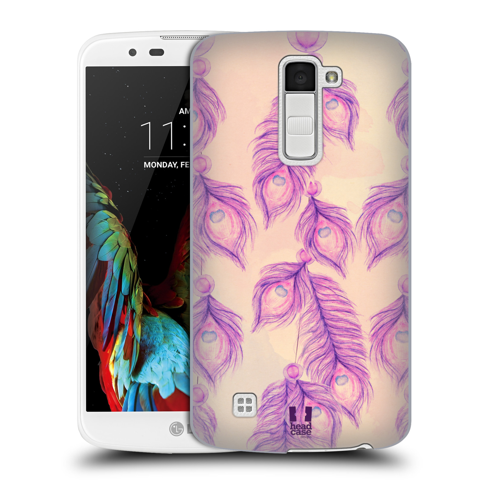 HEAD CASE plastový obal na mobil LG K10 vzor Paví pírka barevná FIALOVÁ