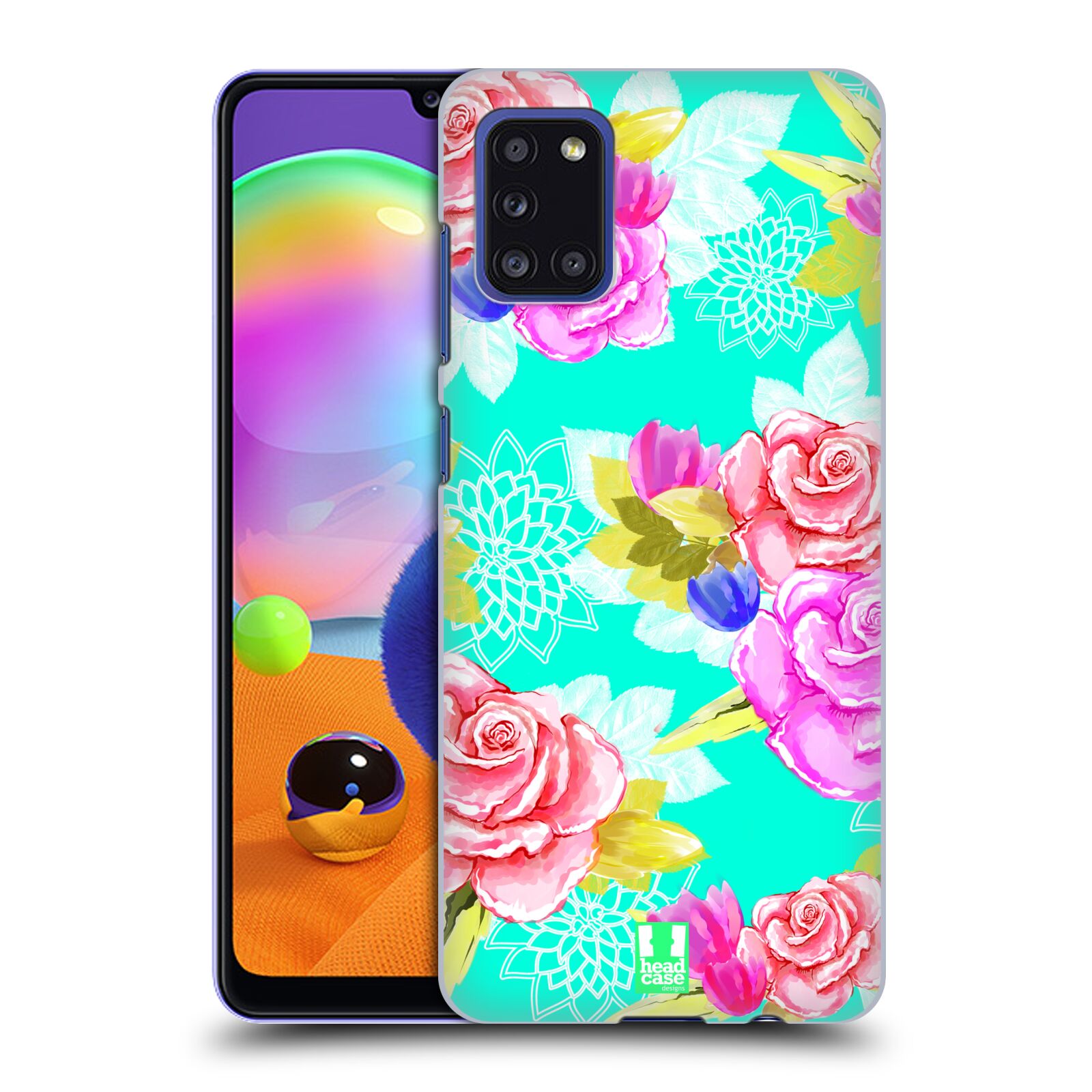 Zadní kryt na mobil Samsung Galaxy A31 vzor Malované květiny barevné AQUA MODRÁ