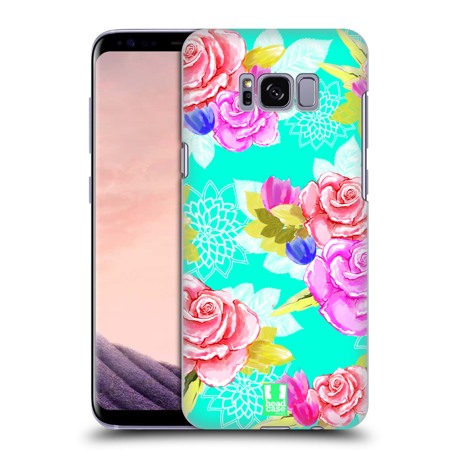 HEAD CASE plastový obal na mobil Samsung Galaxy S8 vzor Malované květiny barevné AQUA MODRÁ