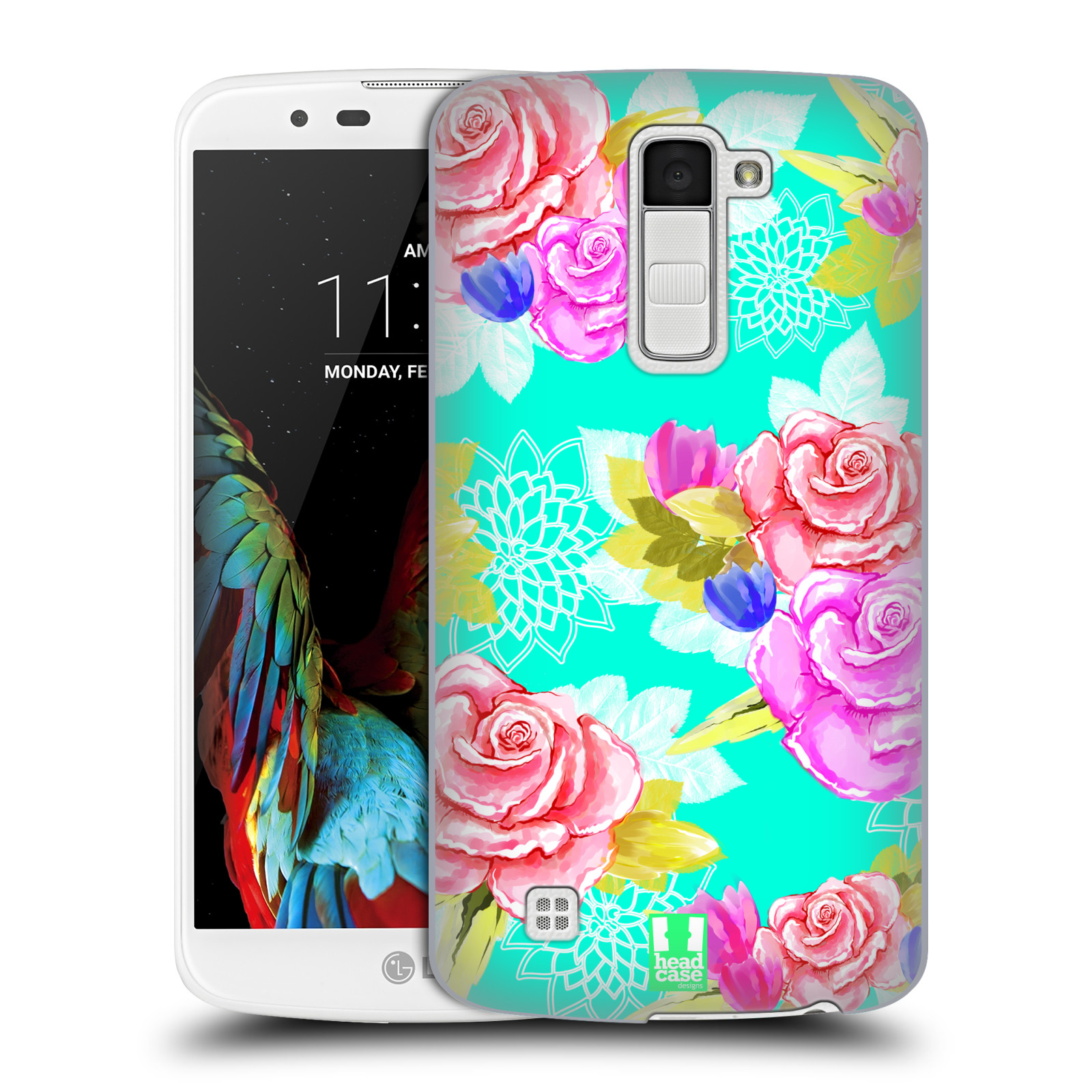 HEAD CASE plastový obal na mobil LG K10 vzor Malované květiny barevné AQUA MODRÁ