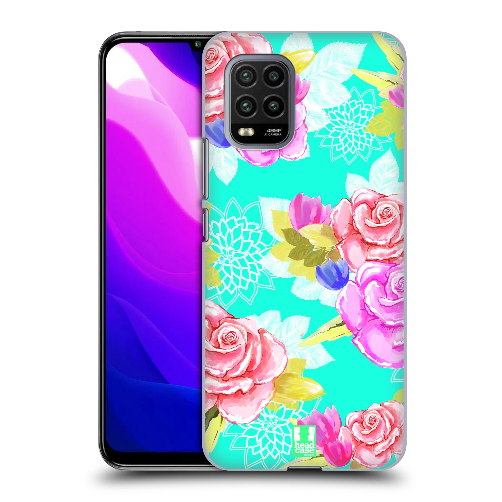 Zadní kryt, obal na mobil Xiaomi Mi 10 LITE vzor Malované květiny barevné AQUA MODRÁ