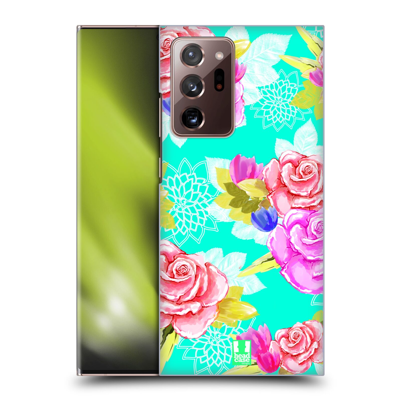 Plastový obal HEAD CASE na mobil Samsung Galaxy Note 20 ULTRA vzor Malované květiny barevné AQUA MODRÁ