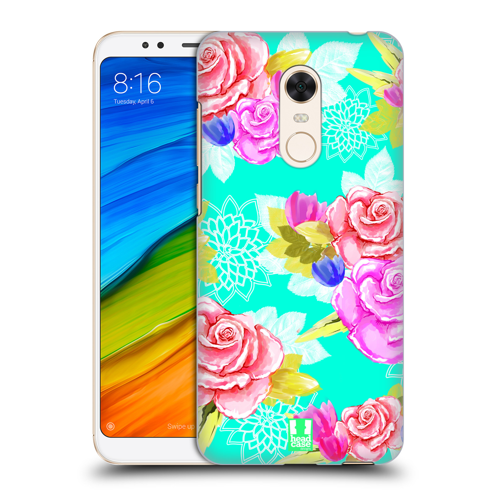 HEAD CASE plastový obal na mobil Xiaomi Redmi 5 PLUS vzor Malované květiny barevné AQUA MODRÁ